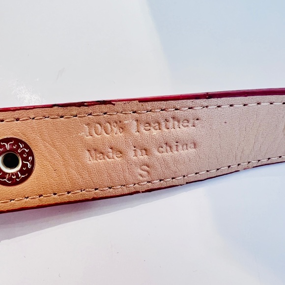 Sonia Rykiel pink leather belt with silver metal bow embellishment - Picture 4 of 4